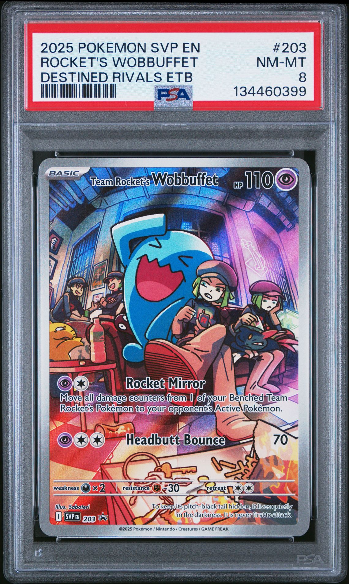 2025 Pokemon Svp En-Sv Black Star Promo Rocket's Wobbuffet #203 (Destined Rivals Etb) Nm-Mt 8 front