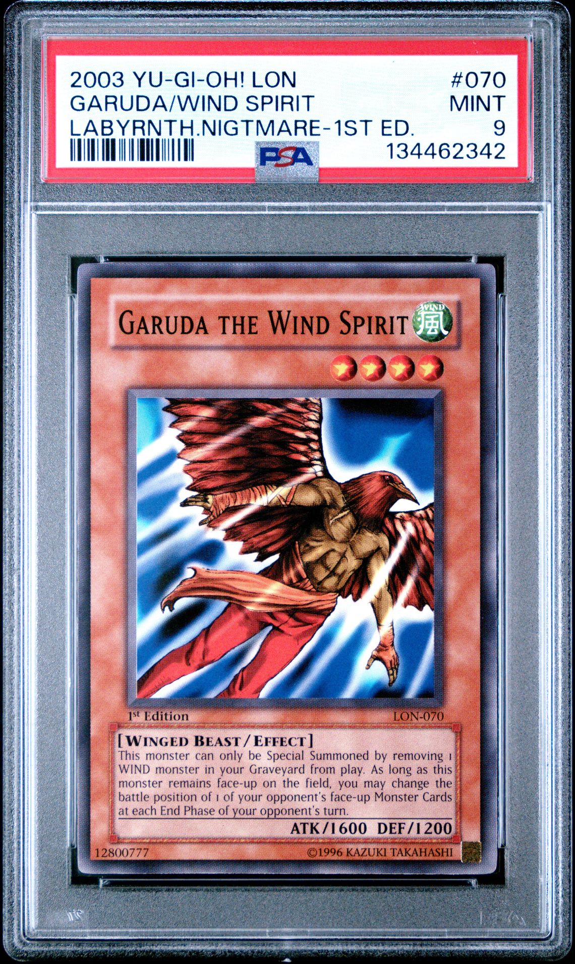 2003 Yu-Gi-Oh! YU-GI-OH! LON-LABYRINTH OF NIGHTMARE LABYRINTH/NIGHTMARE-1ST ED #070 Garuda/Wind Spirit front
