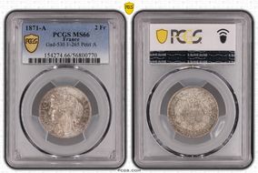 1871-A 2 Fr Gad-530 F-265 Petit A MS66