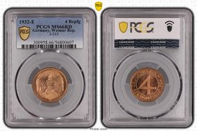 1932-E 4 Rcpfg J-315 MS66RD