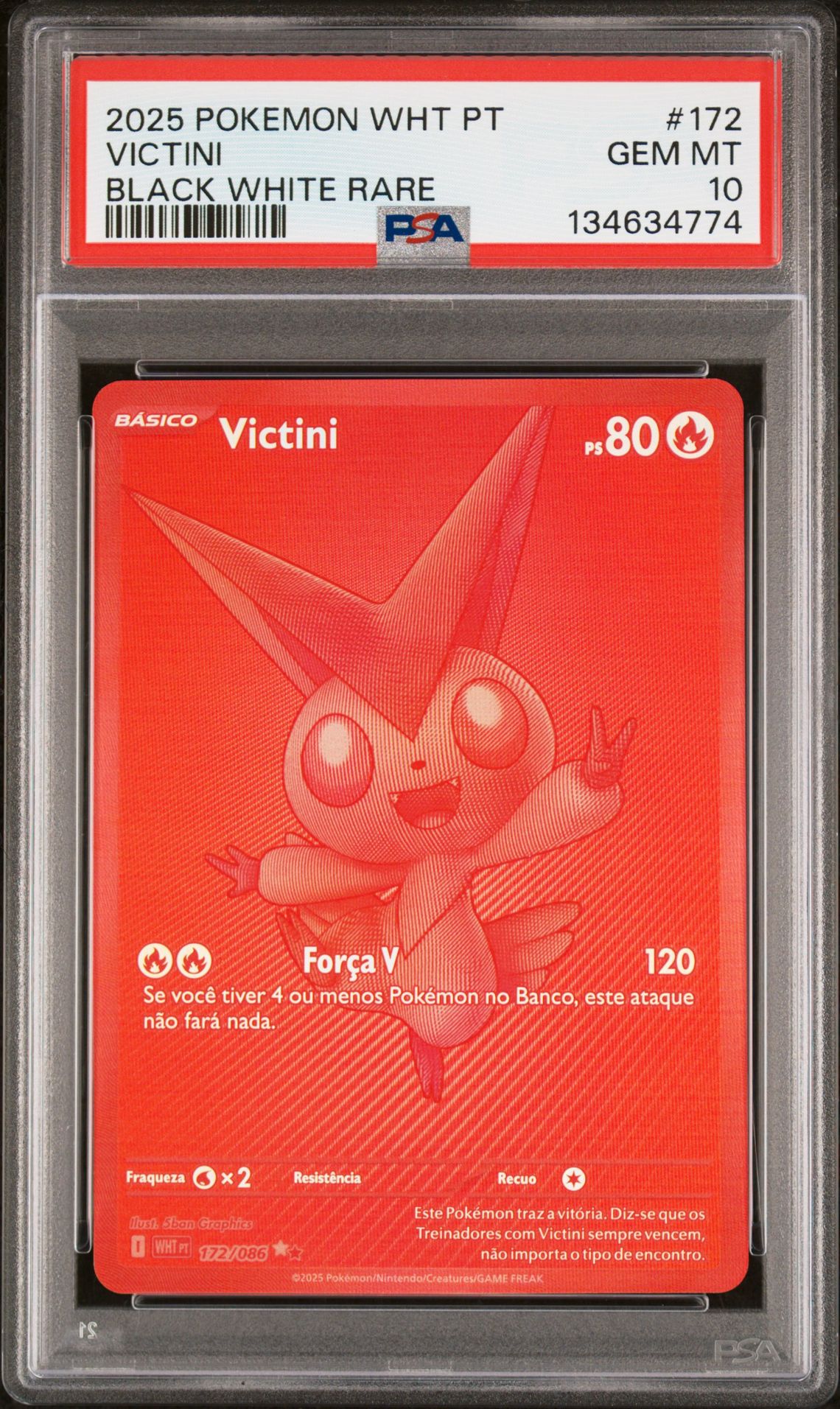 2025 Pokemon Portuguese Wht Pt-White Flare Victini #172 (Black White Rare) Gem Mt 10 front
