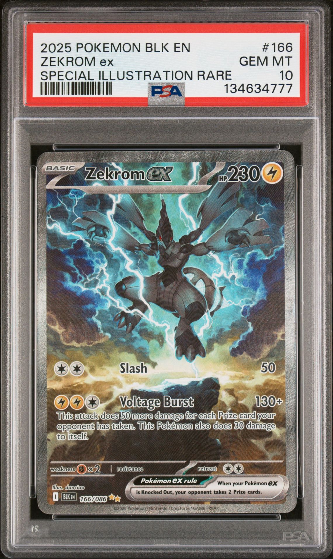 2025 Pokemon Blk En-Black Bolt Zekrom Ex #166 (Special Illustration Rare) Gem Mt 10 front