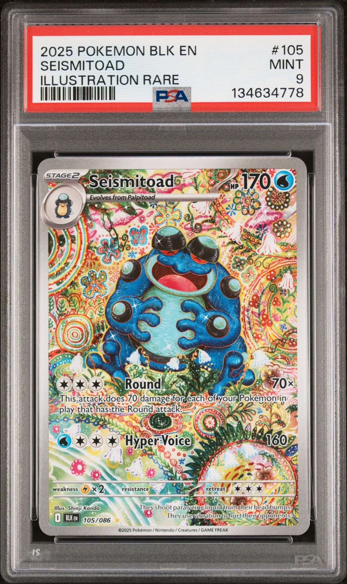 2025 Pokemon Blk En-Black Bolt Seismitoad #105 (Illustration Rare) Mint 9 front