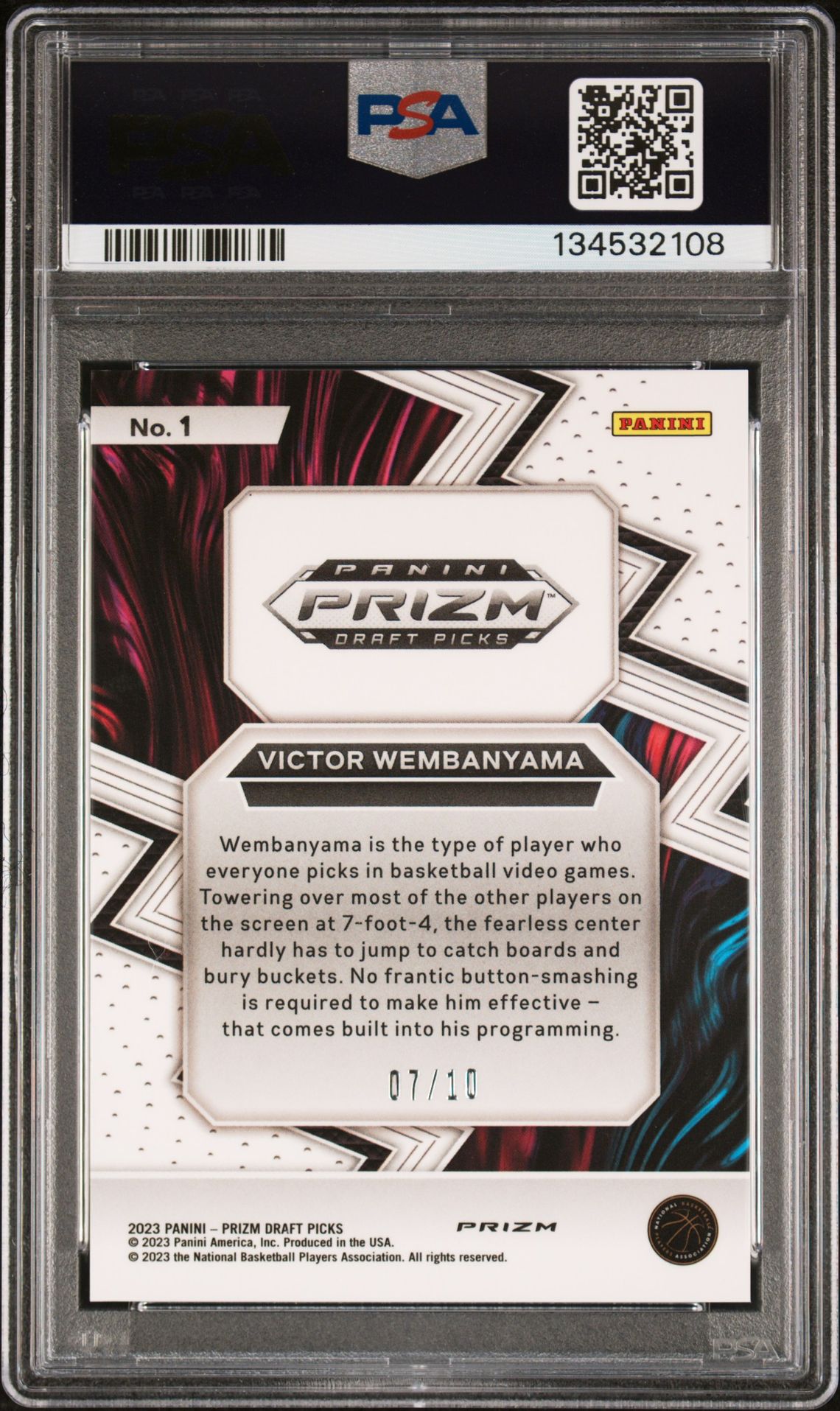 2023 Panini Prizm Draft Picks Fearless Victor Wembanyama #1 (Fearless-Gold Prizm) Mint 9 back