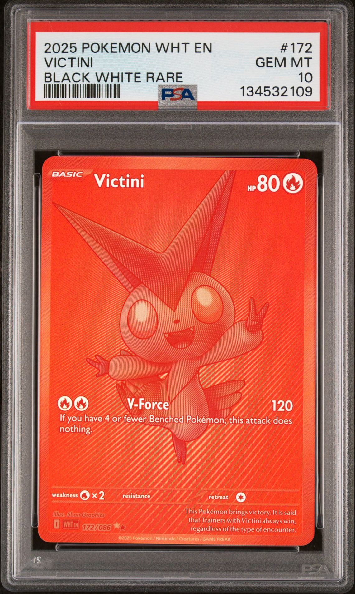 2025 Pokemon Wht En-White Flare Victini #172 (Black White Rare) Gem Mt 10 front