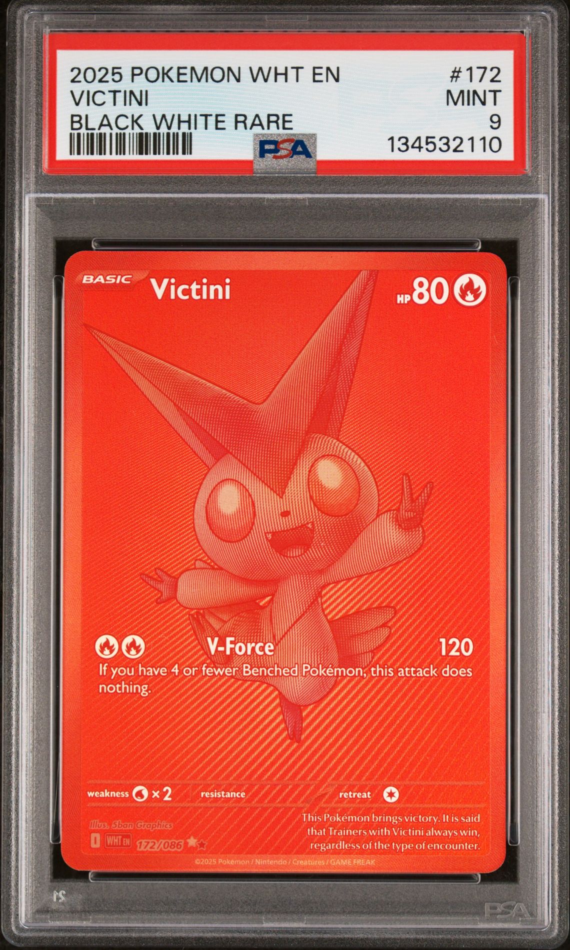 2025 Pokemon Wht En-White Flare Victini #172 (Black White Rare) Mint 9 front