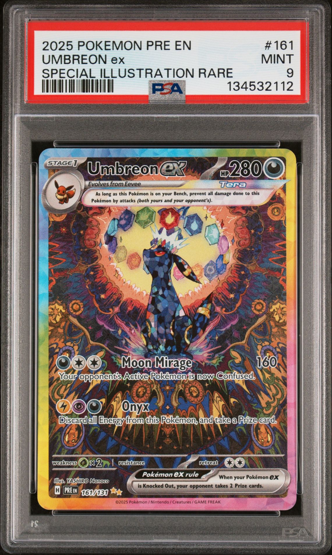 2025 Pokemon Pre En-Prismatic Evolutions Umbreon Ex #161 (Special Illustration Rare) Mint 9 front