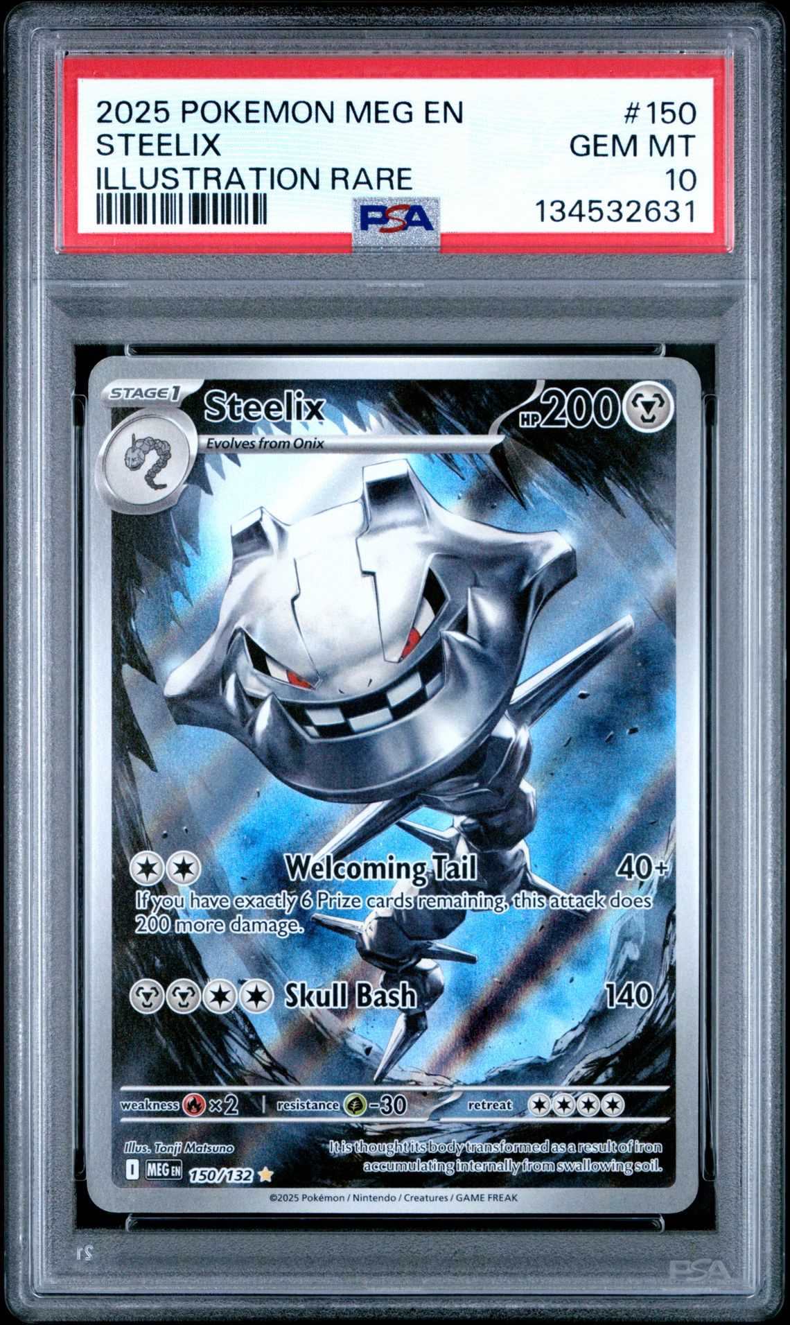 2025 Pokemon Meg En-Mega Evolution Steelix #150 (Illustration Rare) Gem Mt 10 front