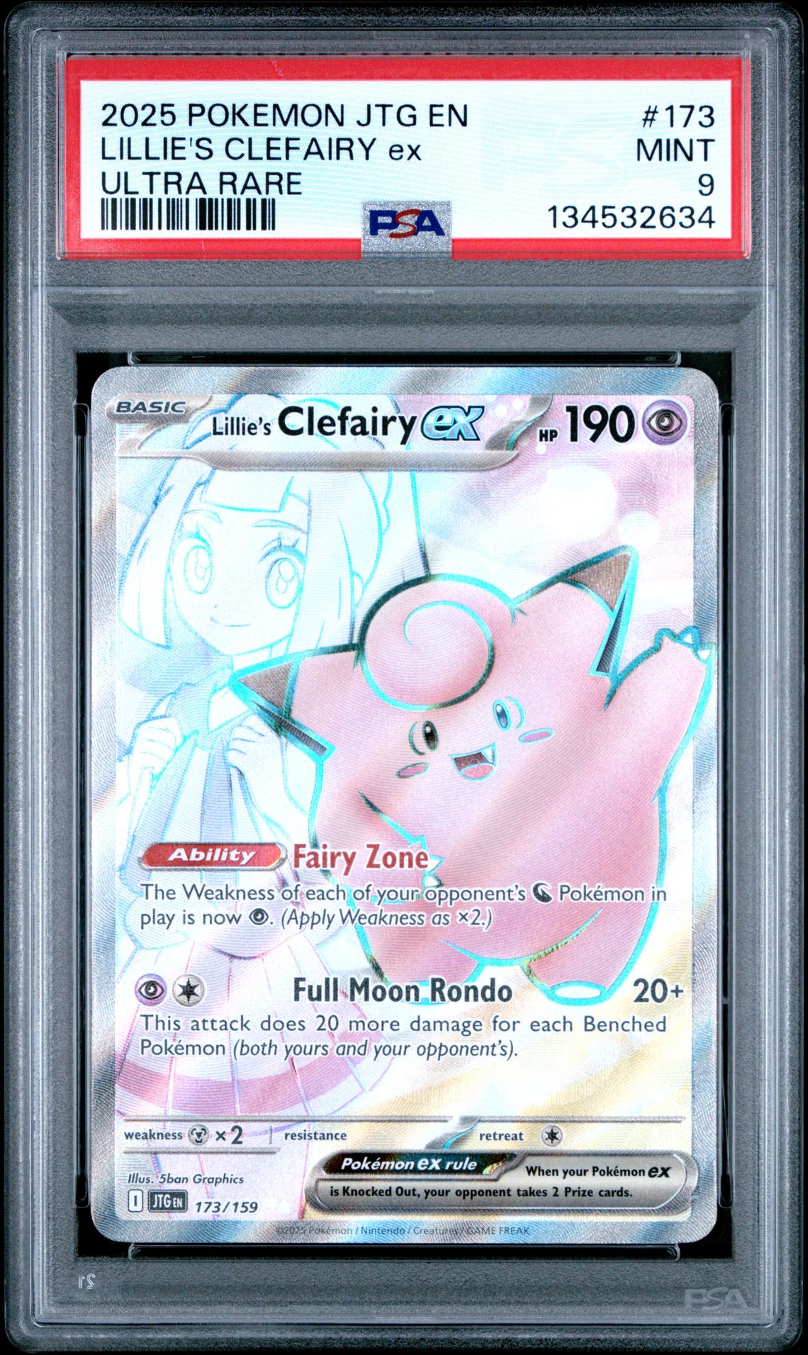 2025 Pokemon Jtg En-Journey Together Lillie's Clefairy Ex #173 (Ultra Rare) Mint 9 front