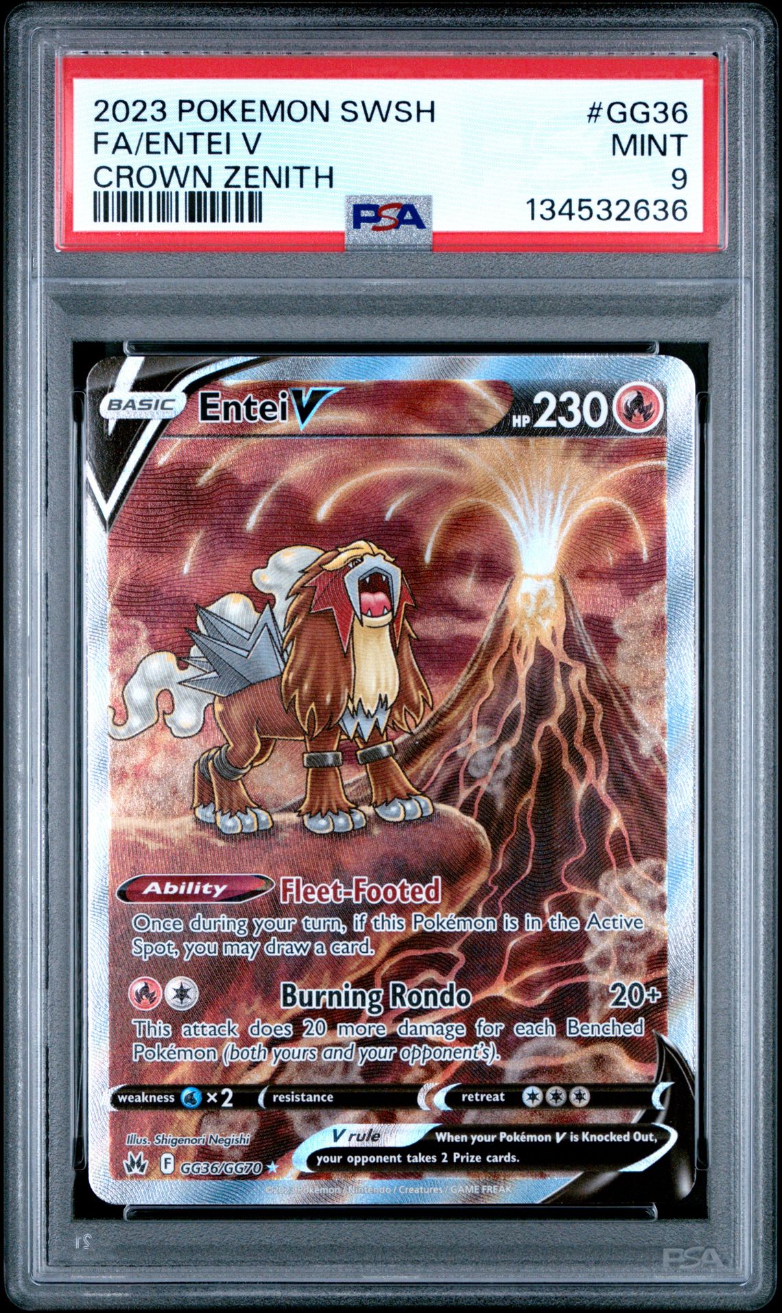 2023 Pokemon Sword And Shield Crown Zenith Fa/Entei V #Gg36 (Crown Zenith) Mint 9 front