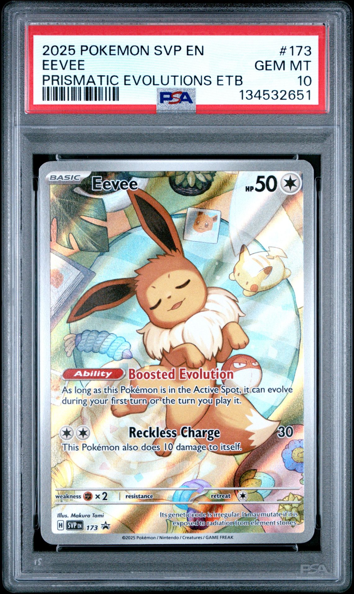 2025 Pokemon Svp En-Sv Black Star Promo Eevee #173 (Prismatic Evolutions Etb) Gem Mt 10 front