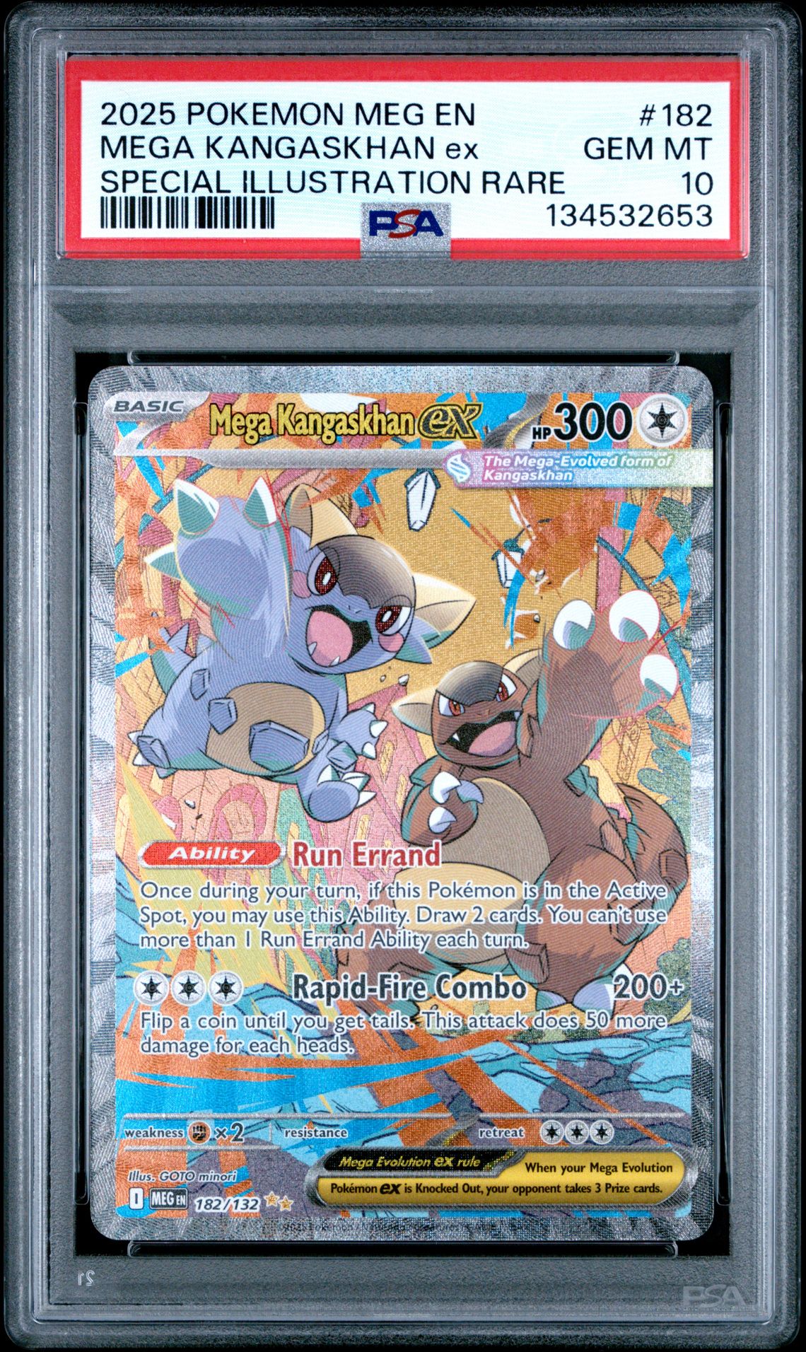 2025 Pokemon Meg En-Mega Evolution Mega Kangaskhan Ex #182 (Special Illustration Rare) Gem Mt 10 front