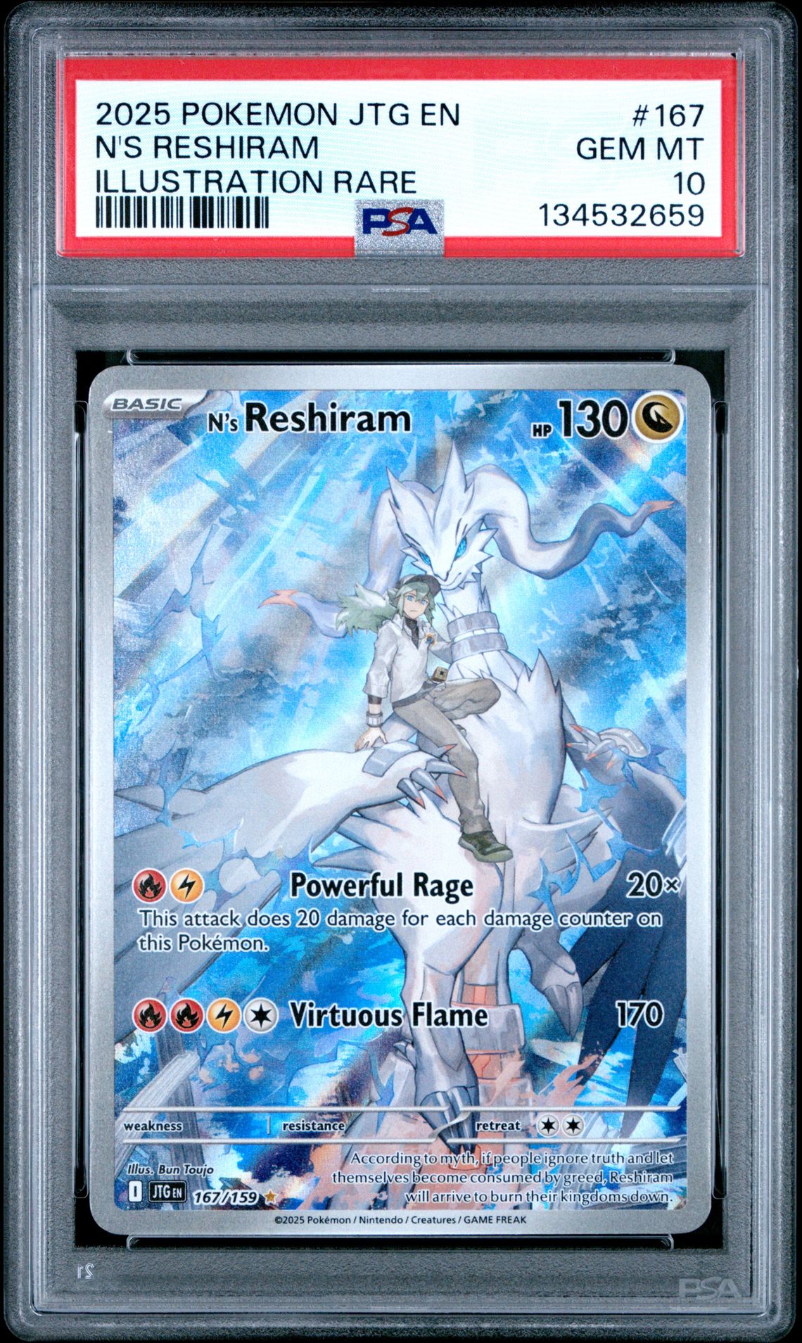 2025 Pokemon Jtg En-Journey Together N's Reshiram #167 (Illustration Rare) Gem Mt 10 front