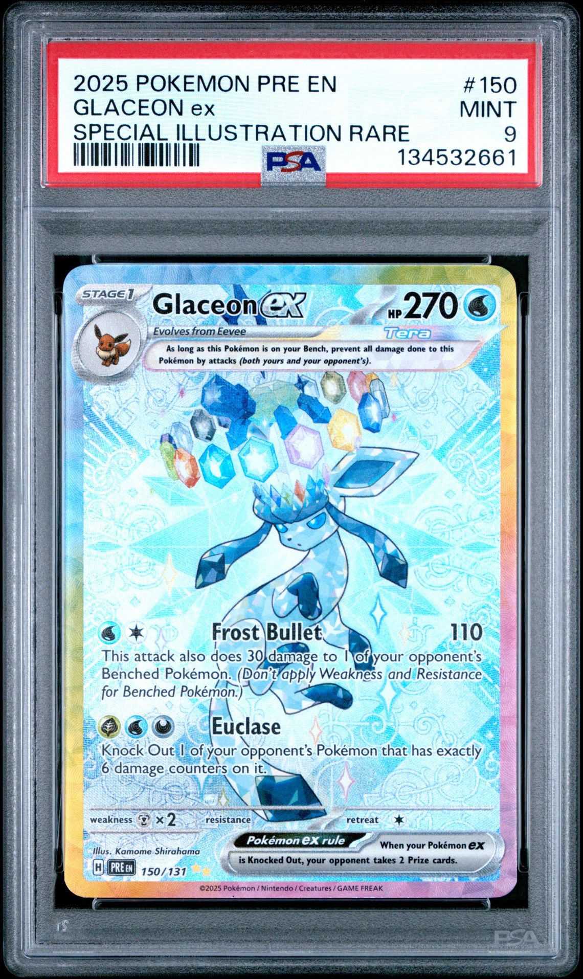 2025 Pokemon Pre En-Prismatic Evolutions Glaceon Ex #150 (Special Illustration Rare) Mint 9 front