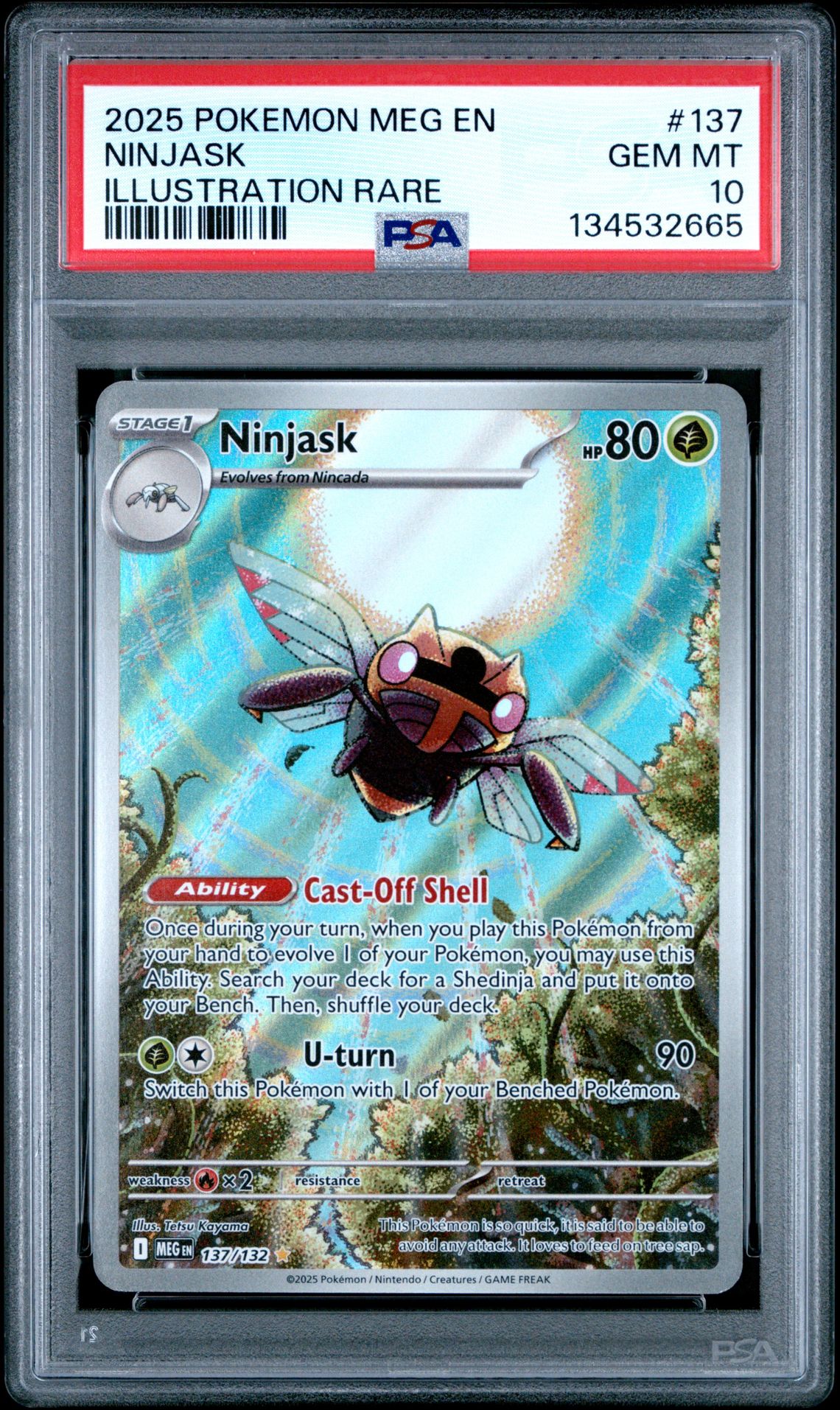 2025 Pokemon Meg En-Mega Evolution Ninjask #137 (Illustration Rare) Gem Mt 10 front