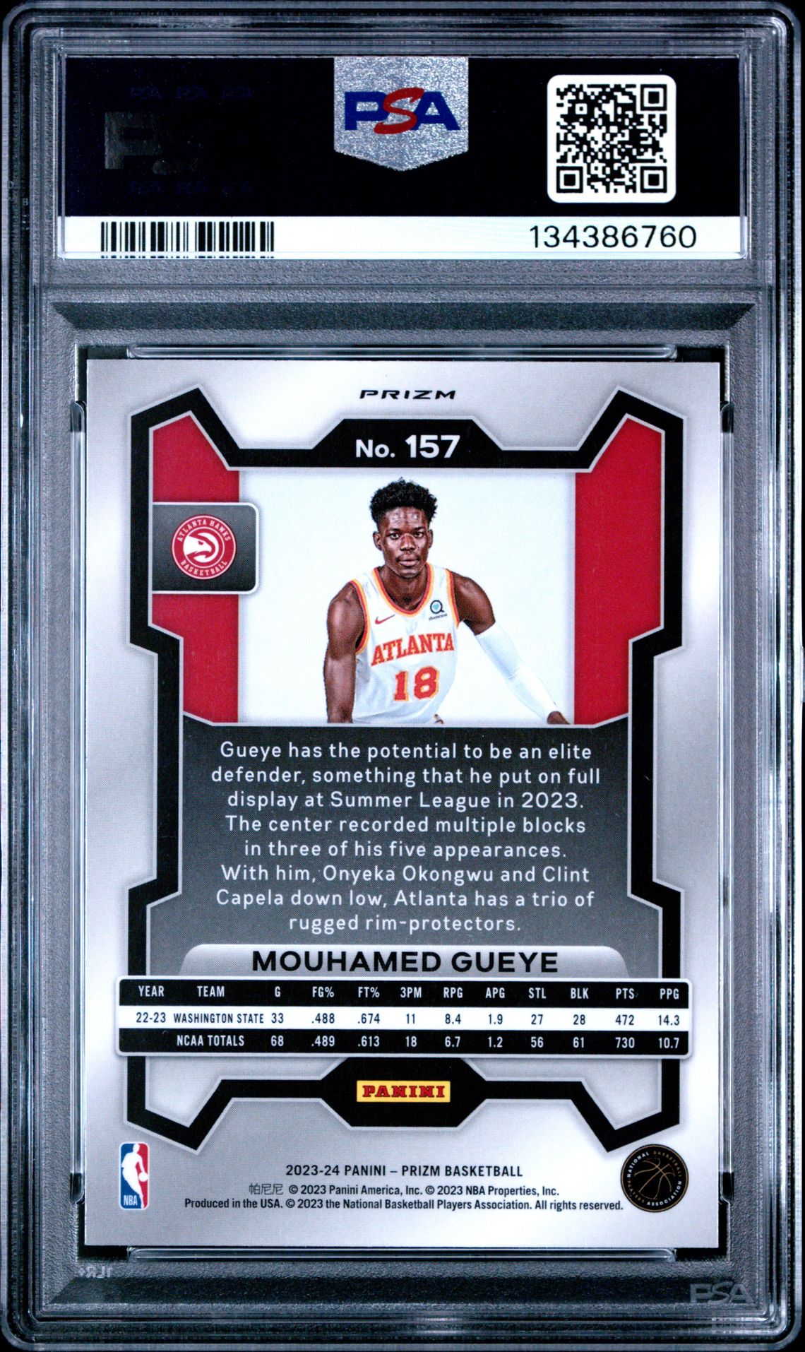 2023 Panini Prizm Mouhamed Gueye #157 (Pink Ice) Gem Mt 10 back