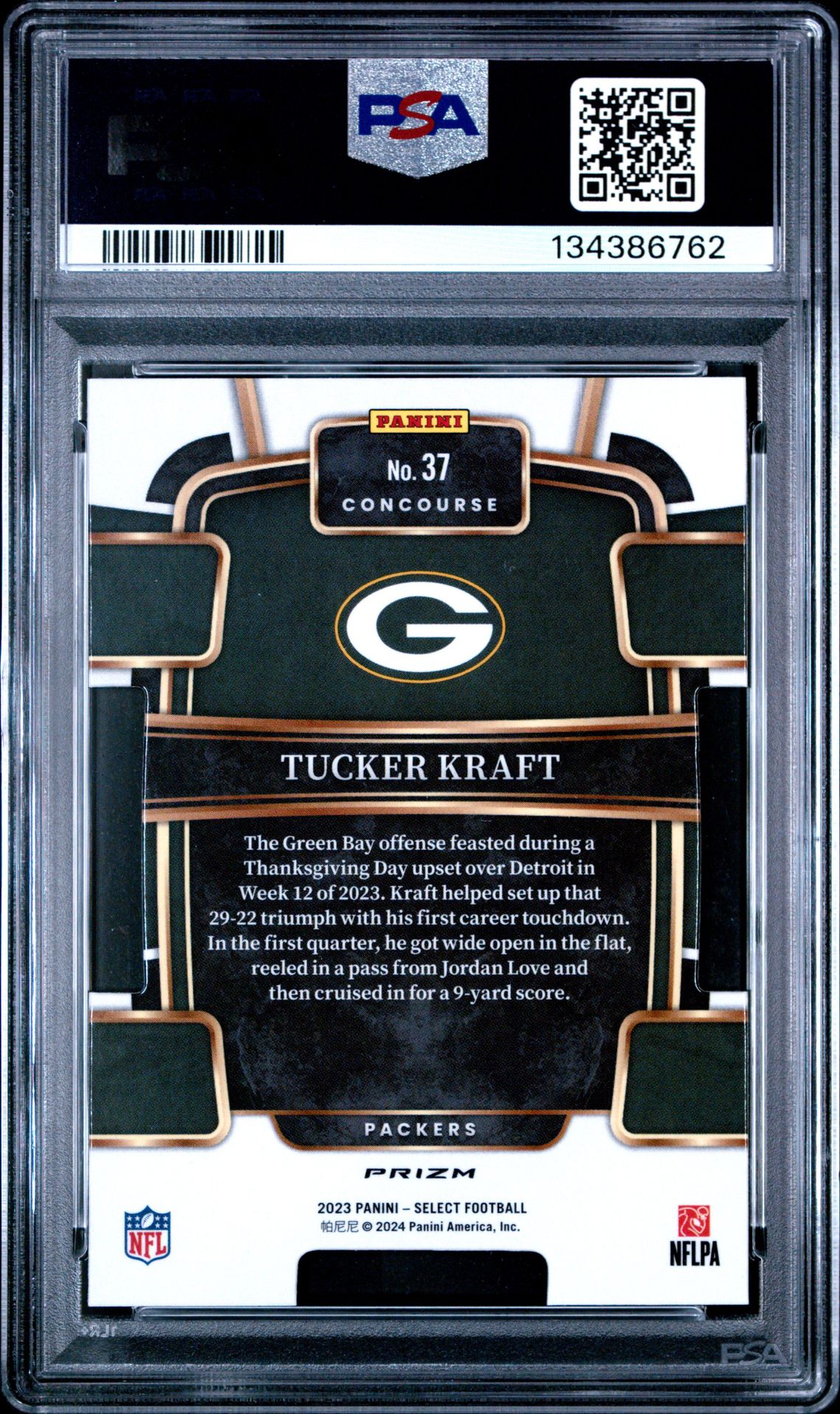 2023 Panini Select Tucker Kraft #37 (Die-Cut Black & Red Prizm) Gem Mt 10 back