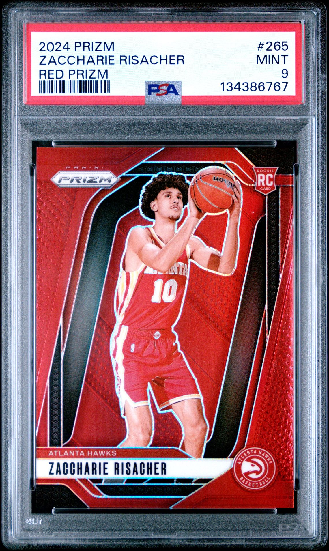 2024 Panini Prizm Zaccharie Risacher #265 (Red Prizm) Mint 9 front