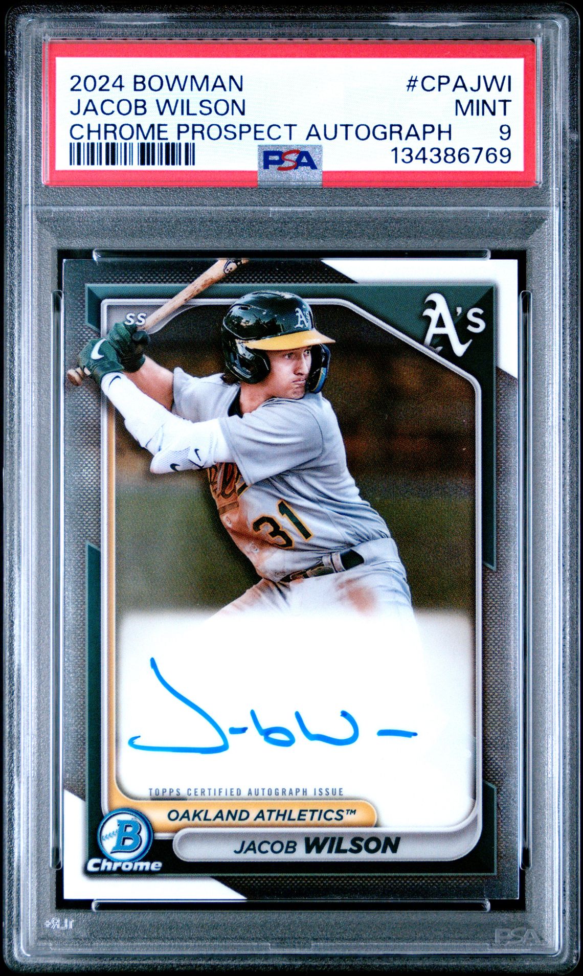 2024 Bowman Chrome Prospect Autographs Jacob Wilson #Cpajwi Mint 9 front