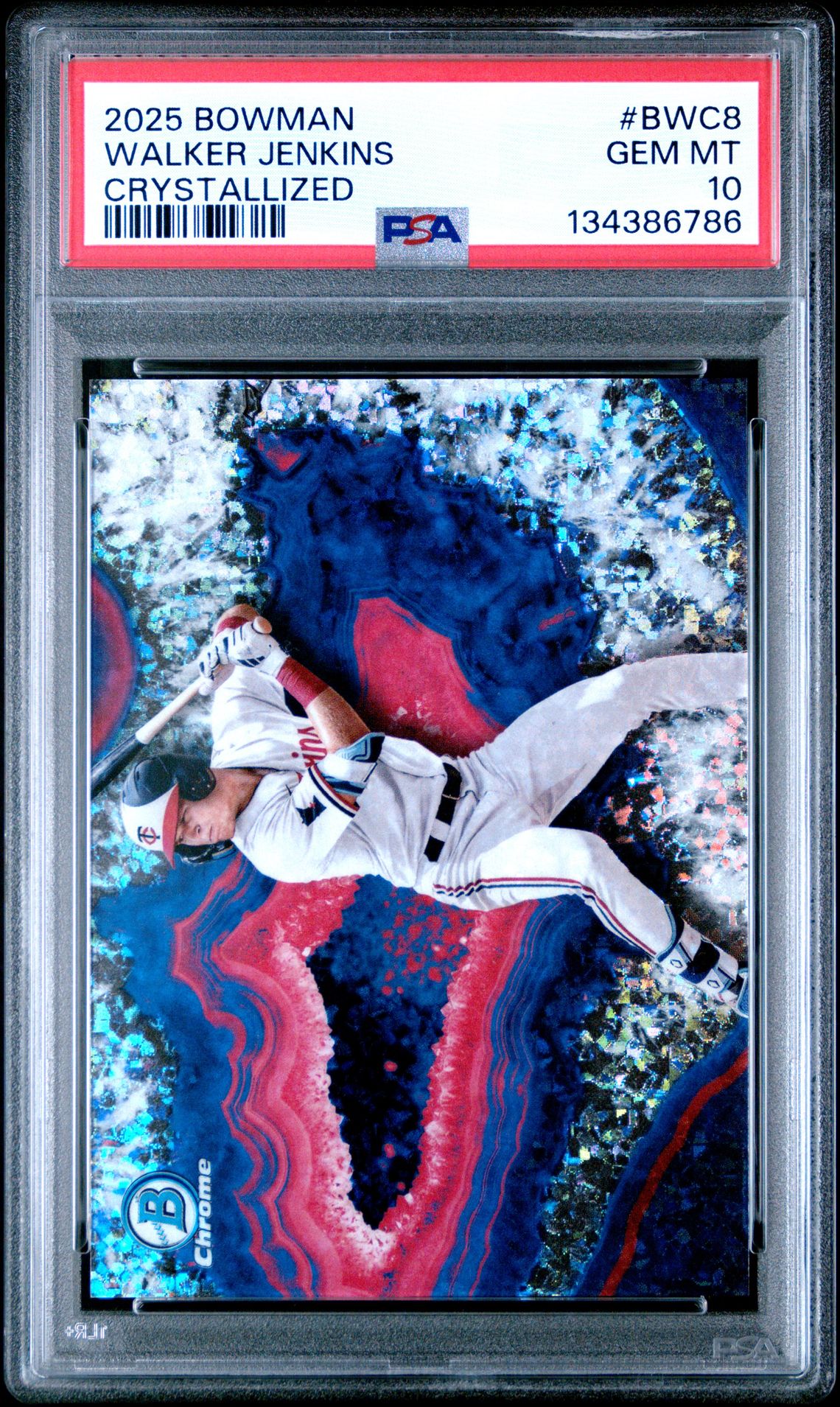 2025 Bowman Crystallized Walker Jenkins #Bwc8 Gem Mt 10 front