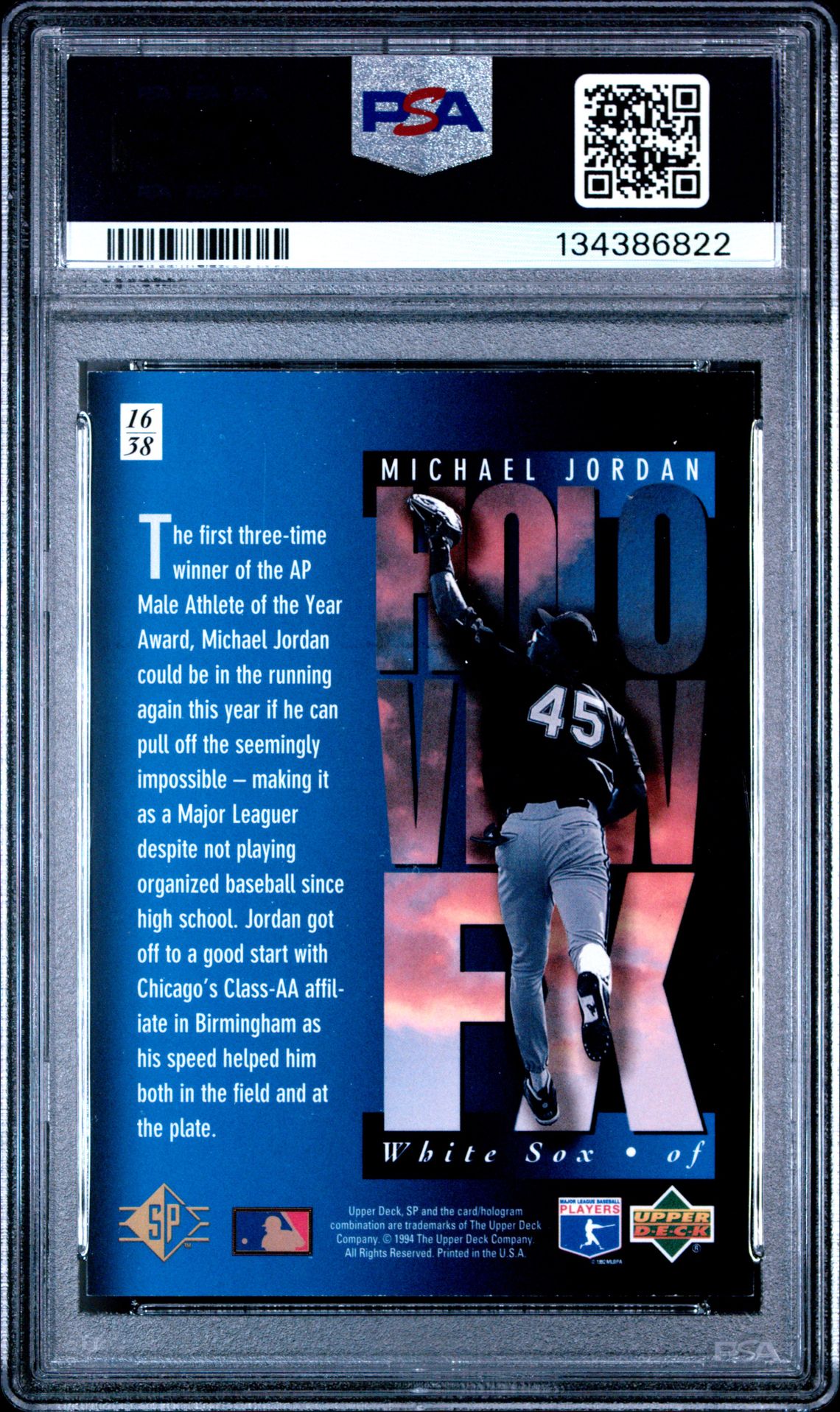 1994 Sp Holoview Blue Michael Jordan #16 Nm 7 back
