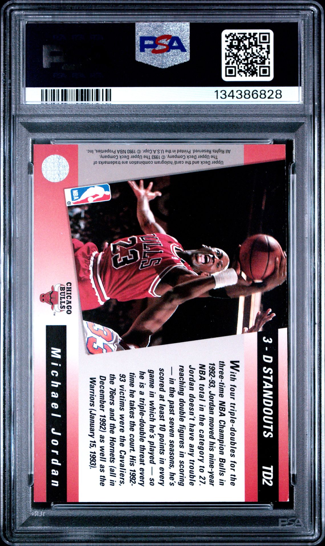 1993 Upper Deck Triple Double Michael Jordan #Td2 (Triple Double) Ex-Mt 6 back