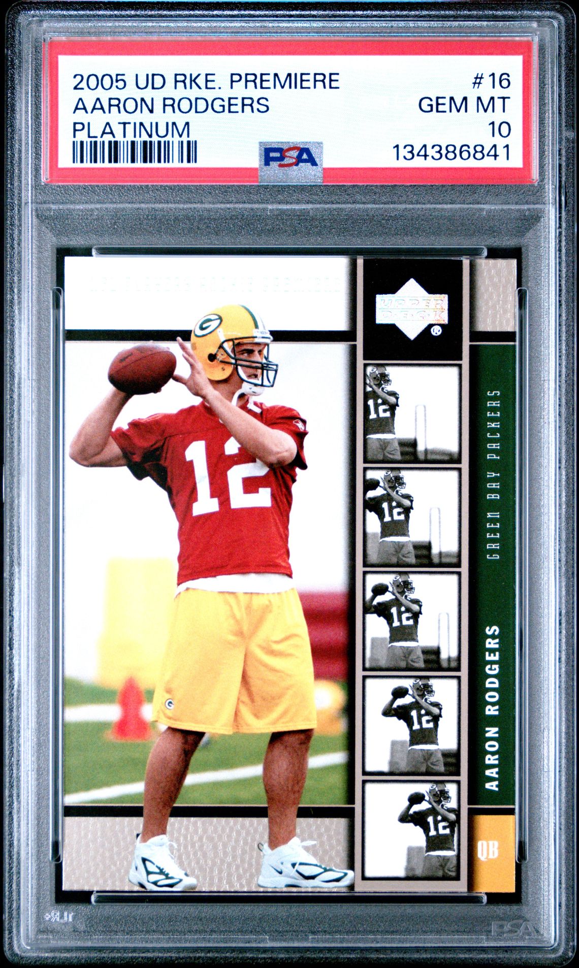 2005 Upper Deck Rookie Premiere Aaron Rodgers #16 (Platinum) Gem Mt 10 front