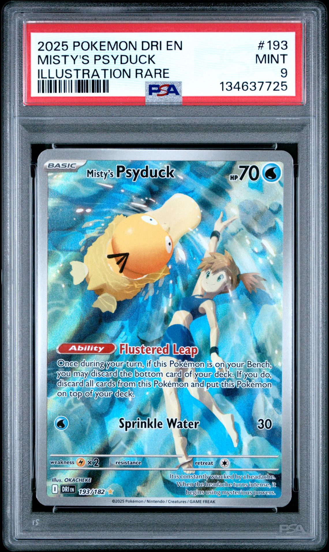 2025 Pokemon Dri En-Destined Rivals Misty's Psyduck #193 (Illustration Rare) Mint 9 front
