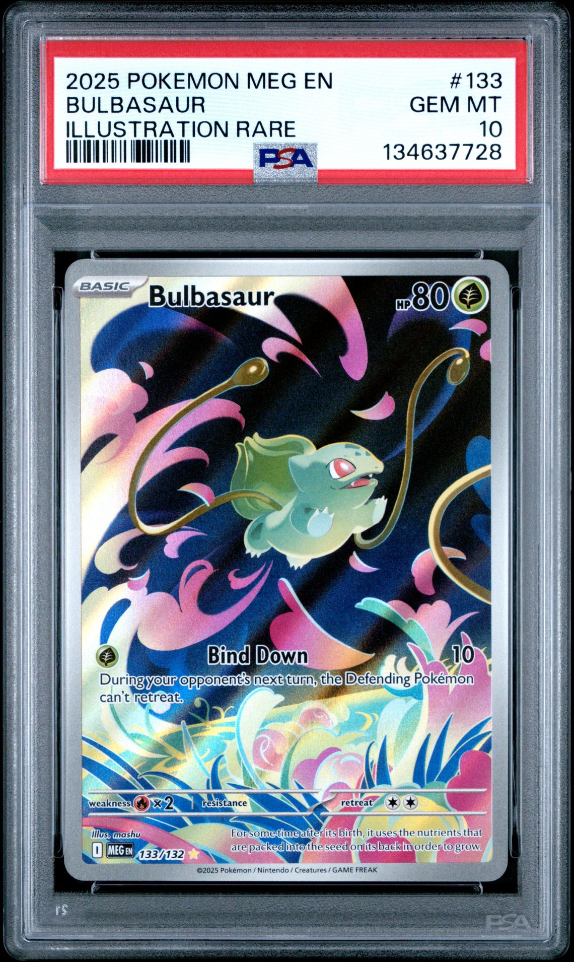 2025 Pokemon Meg En-Mega Evolution Bulbasaur #133 (Illustration Rare) Gem Mt 10 front