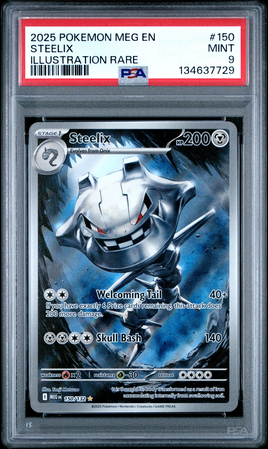 2025 Pokemon Meg En-Mega Evolution Steelix #150 (Illustration Rare) Mint 9 front