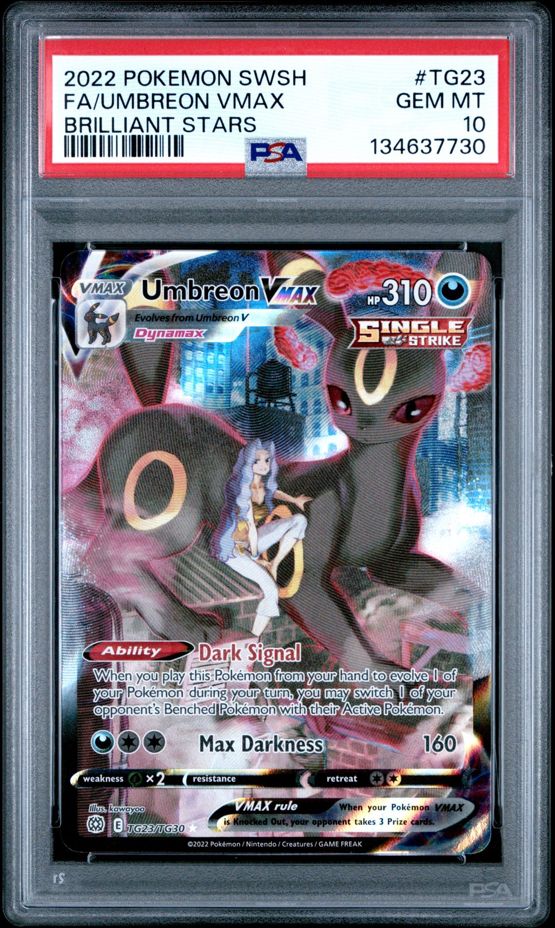 2022 Pokemon Sword & Shield Brilliant Stars Fa/Umbreon Vmax #Tg23 (Brilliant Stars) Gem Mt 10 front