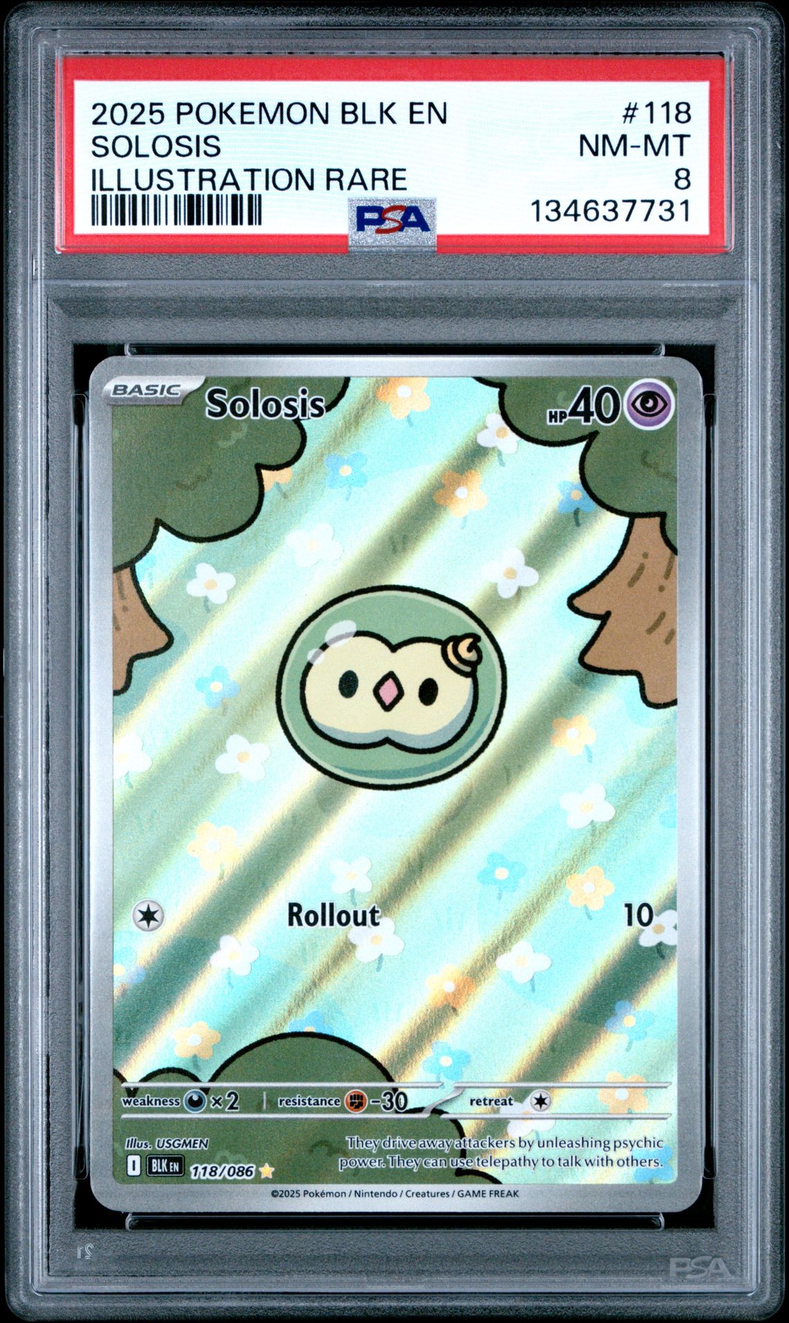 2025 Pokemon Blk En-Black Bolt Solosis #118 (Illustration Rare) Nm-Mt 8 front