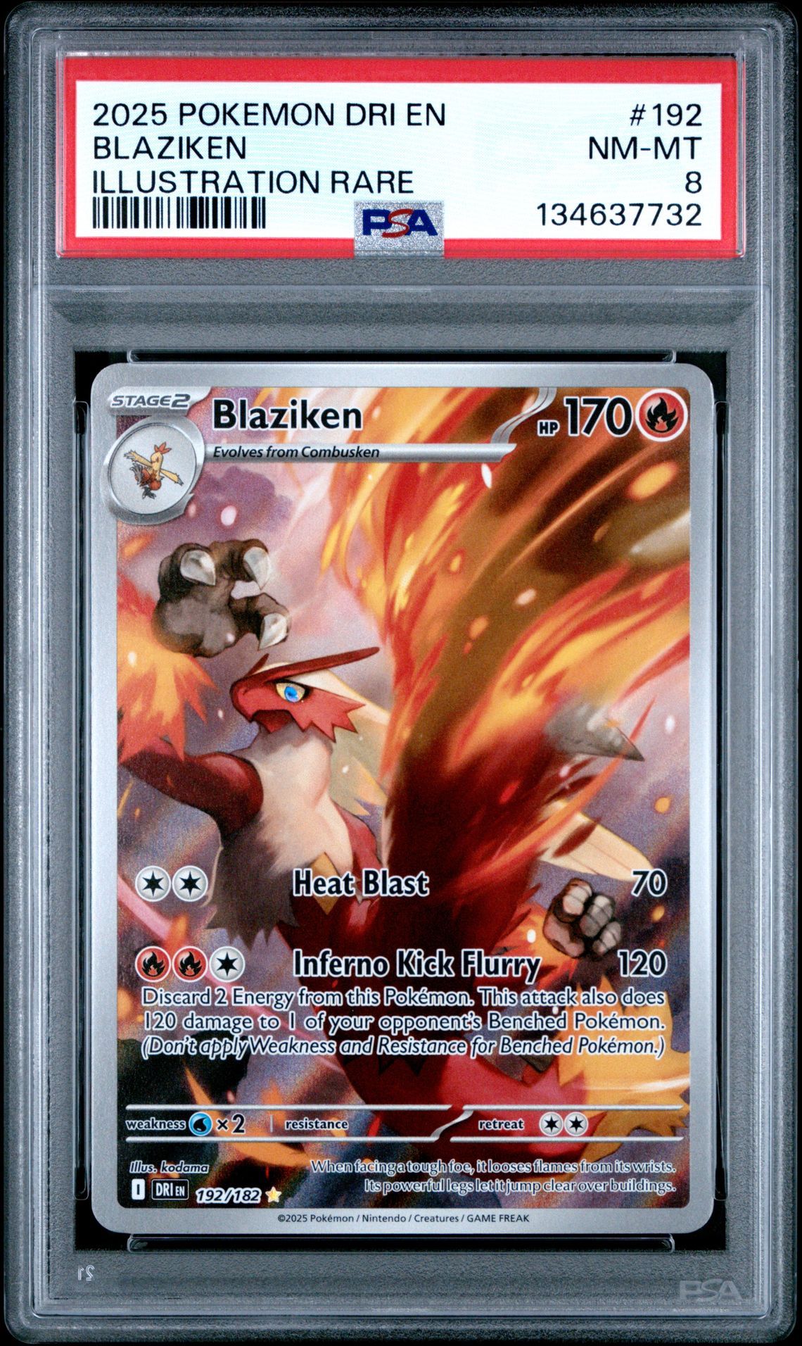 2025 Pokemon Dri En-Destined Rivals Blaziken #192 (Illustration Rare) Nm-Mt 8 front