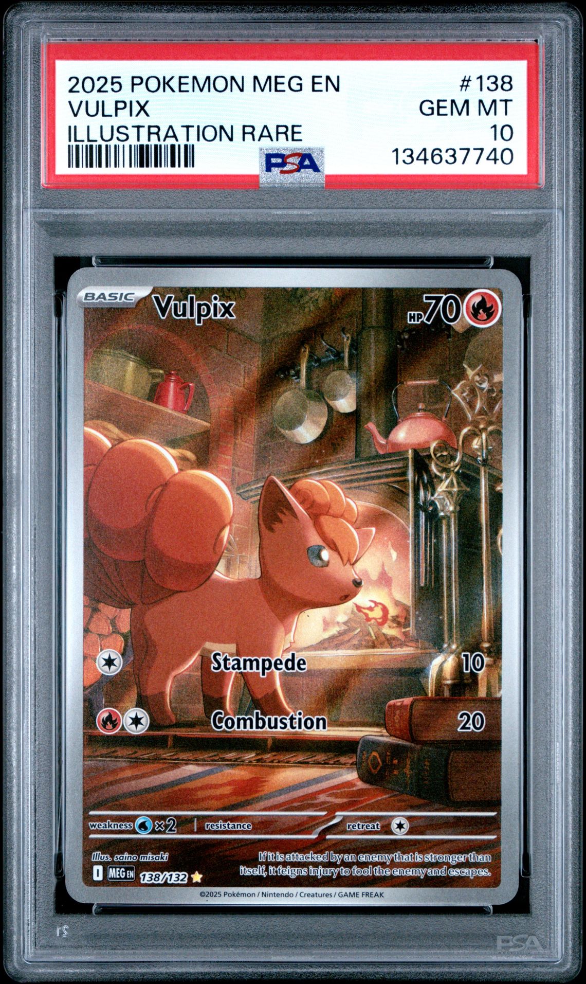 2025 Pokemon Meg En-Mega Evolution Vulpix #138 (Illustration Rare) Gem Mt 10 front
