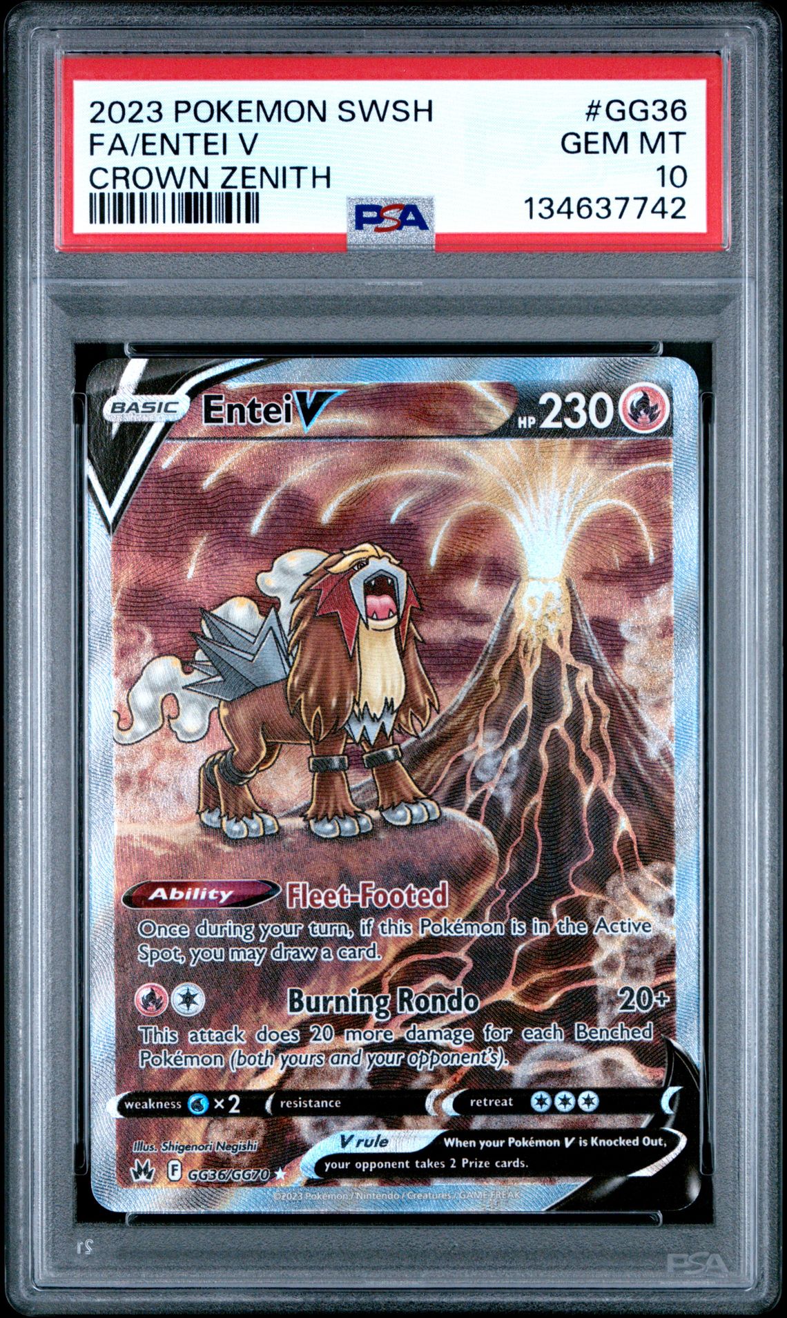 2023 Pokemon Sword And Shield Crown Zenith Fa/Entei V #Gg36 (Crown Zenith) Gem Mt 10 front