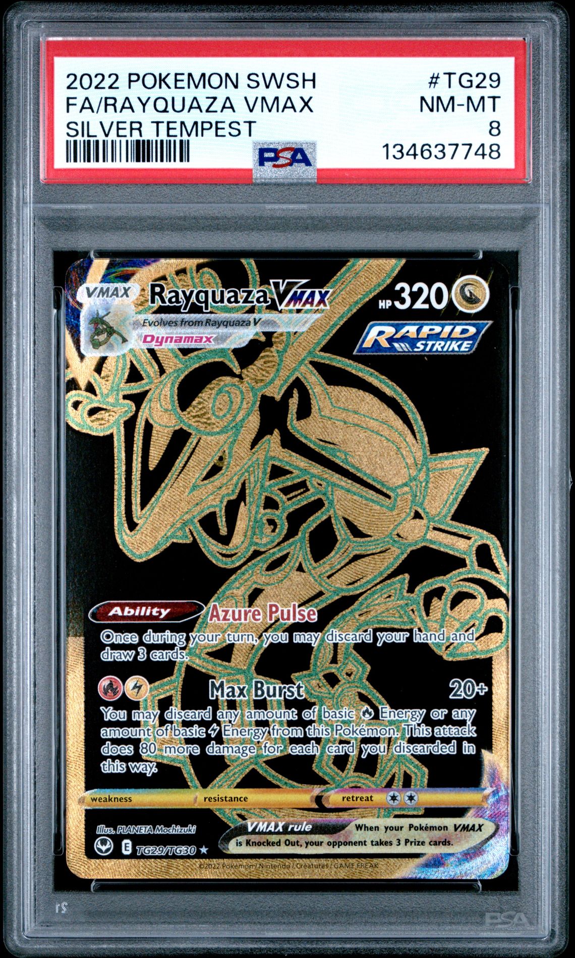 2022 Pokemon Sword & Shield Silver Tempest Fa/Rayquaza Vmax #Tg29 (Silver Tempest) Nm-Mt 8 front