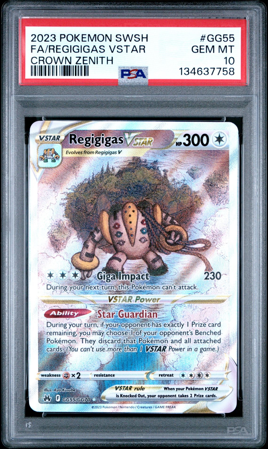 2023 Pokemon Sword And Shield Crown Zenith Fa/Regigigas Vstar #Gg55 (Crown Zenith) Gem Mt 10 front