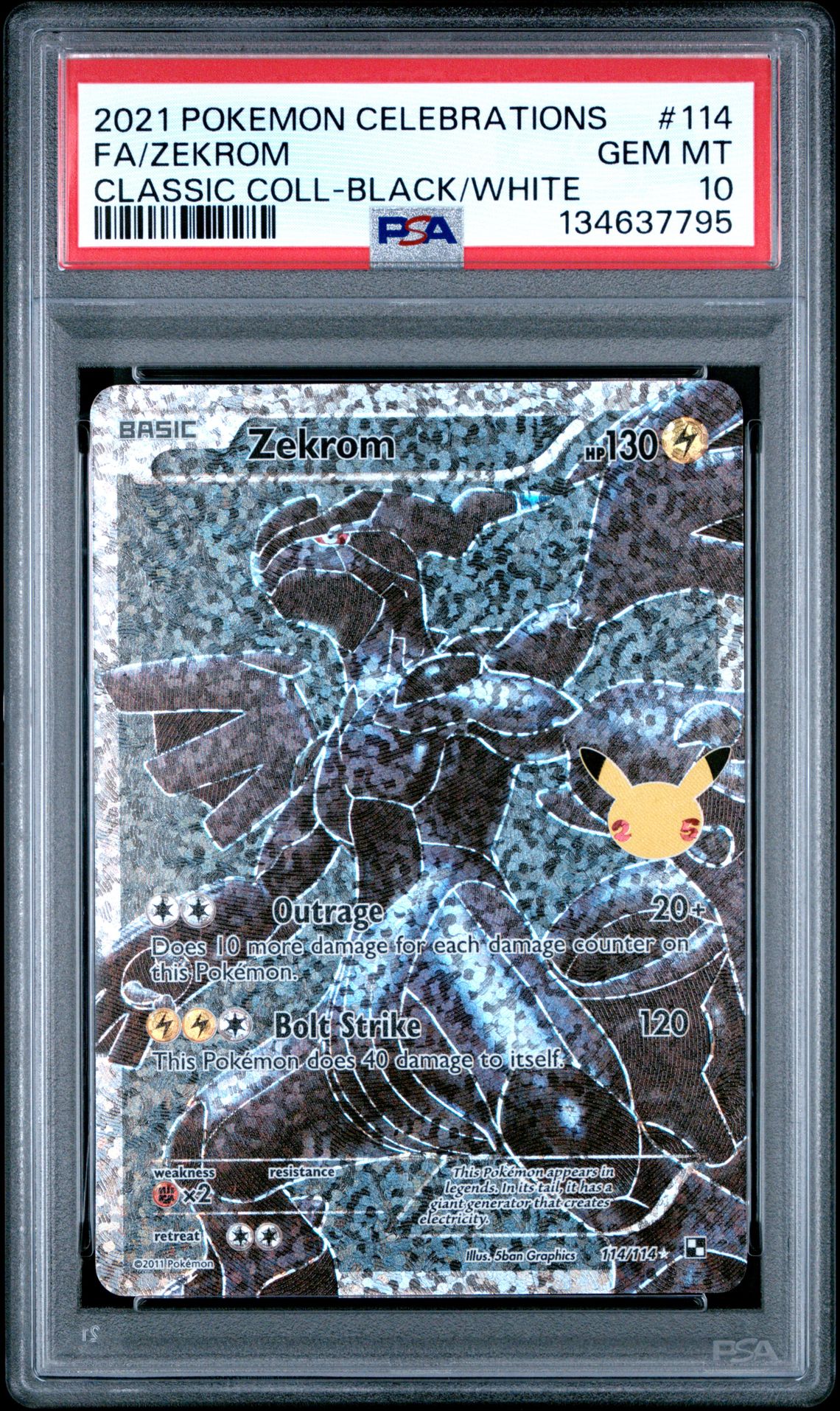 2021 Pokemon Celebrations Classic Collection Fa/Zekrom #114 (Classic Coll-Black/White) Gem Mt 10 front