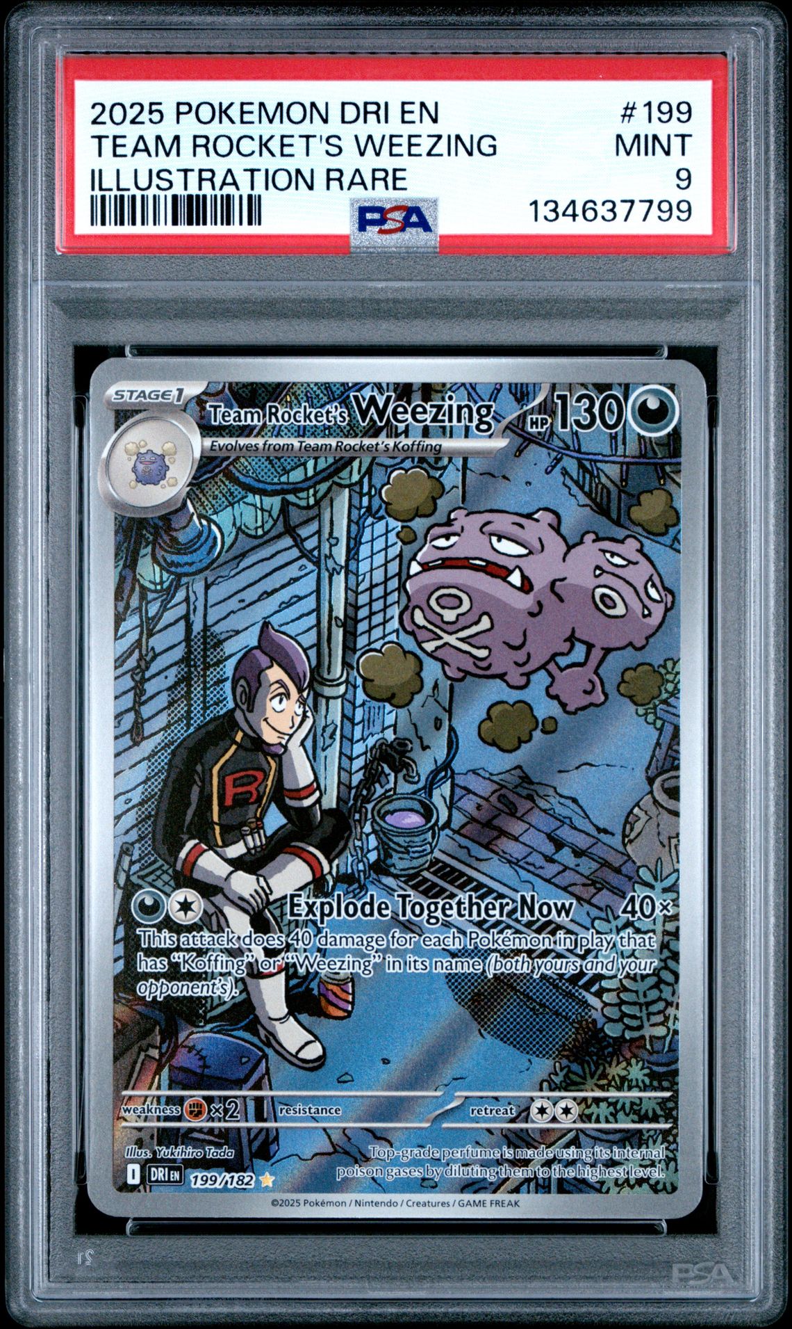 2025 Pokemon Dri En-Destined Rivals Team Rocket's Weezing #199 (Illustration Rare) Mint 9 front