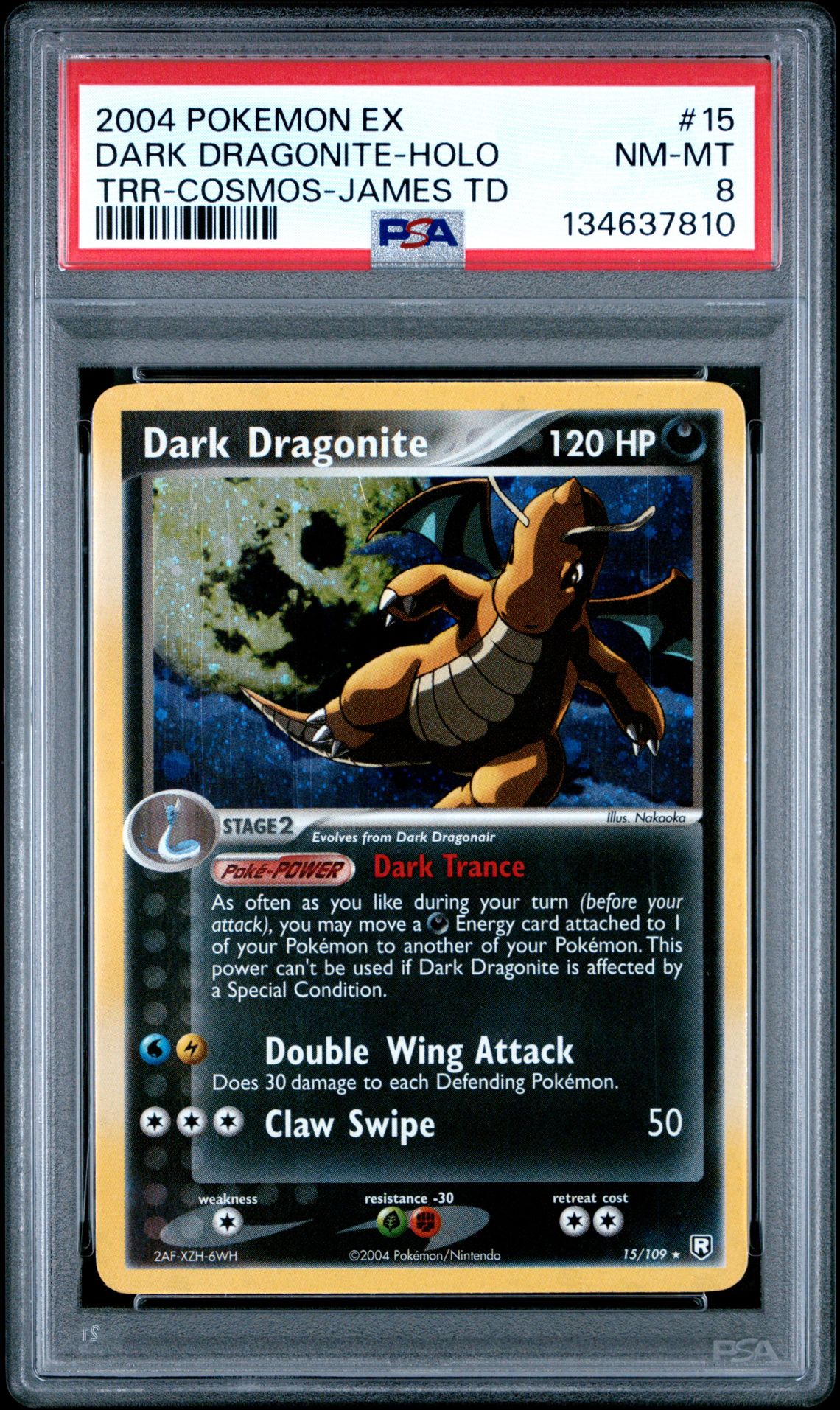 2004 Pokemon Ex Team Rocket Returns Dark Dragonite-Holo #15 (Trr-Cosmos-James Td) Nm-Mt 8 front