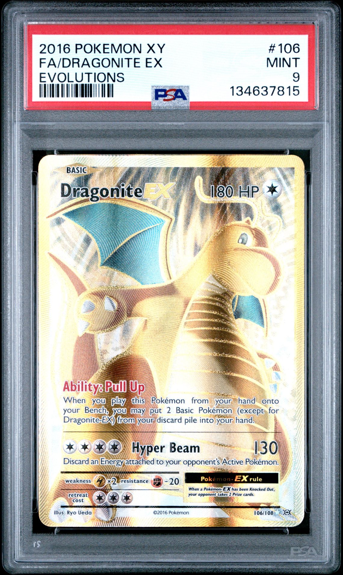 2016 Pokemon Xy Evolutions Fa/Dragonite Ex #106 (Evolutions) Mint 9 front