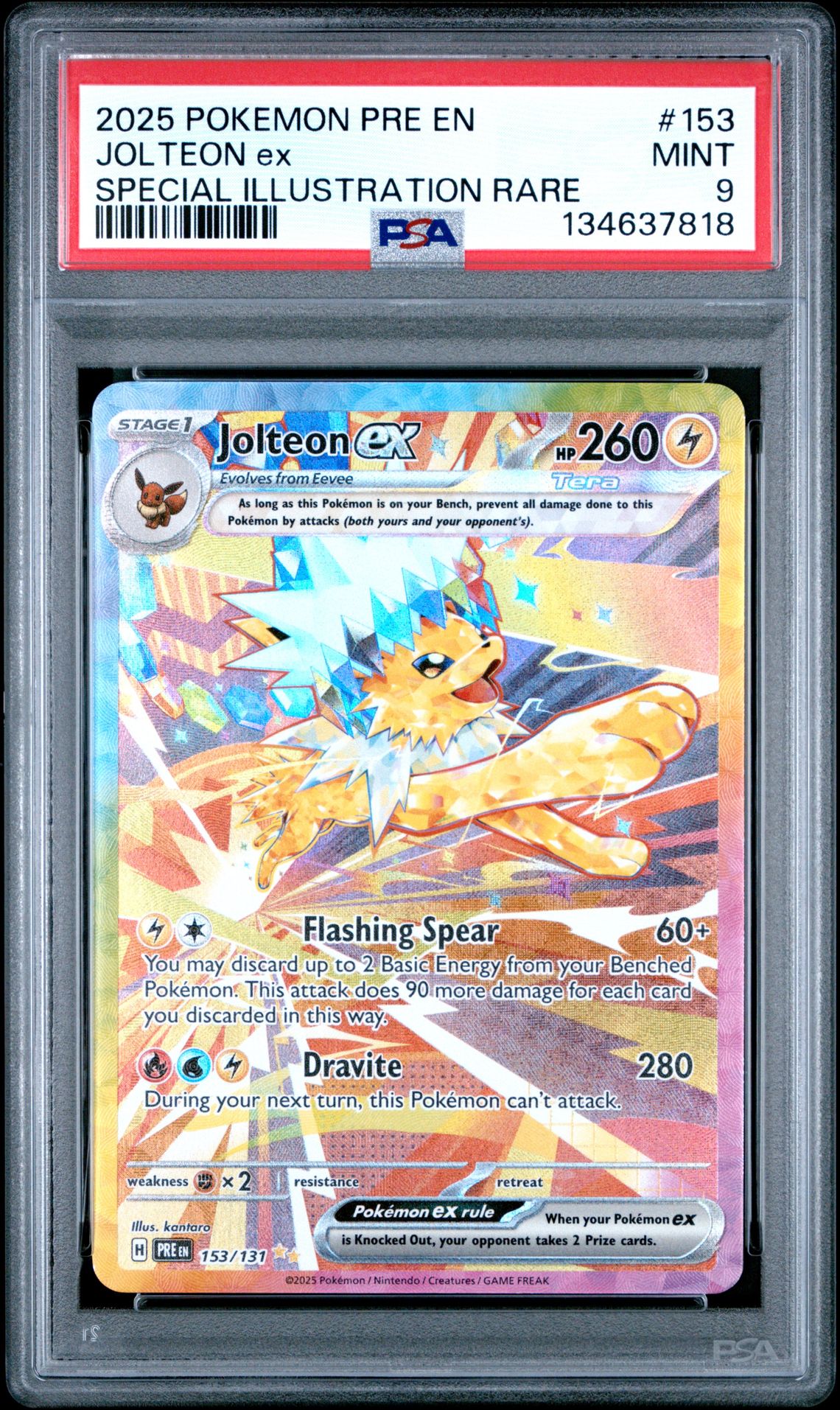 2025 Pokemon Pre En-Prismatic Evolutions Jolteon Ex #153 (Special Illustration Rare) Mint 9 front