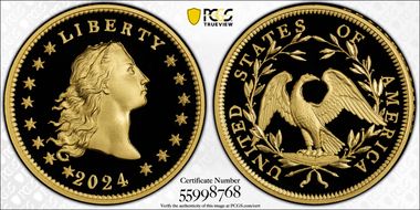 2024 $1 Flowing Hair High Relief Au 230th Anniversary PR70DCAM