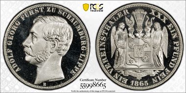 1865-B Thaler KM-47 Dav-910 PR66CAM