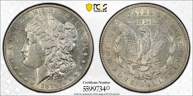 1879-S $1 VAM 34, Rev. of 1878 AU50