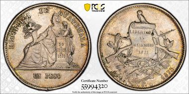 1873-P Peso KM-197.2 Short Tail AU53
