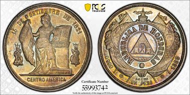1888 Peso KM-52 Ag AU58
