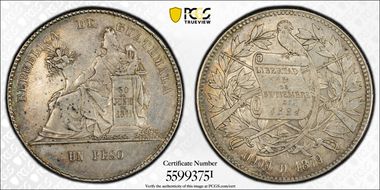 1879-D Peso Bottom Date AU55