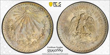 1944-M Peso KM-455 Ag MS67