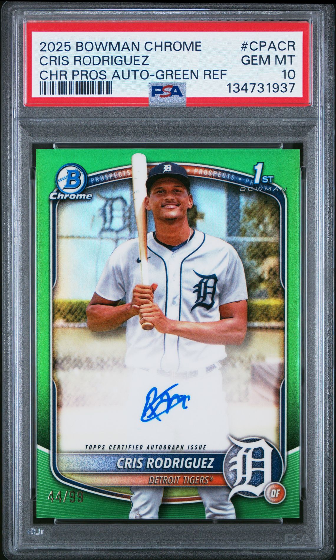 2025 Bowman Chrome BOWMAN CHROME PROSPECT AUTOGRAPHS CHR PROS AUTO-GREEN REF #CPACR Cris Rodriguez front